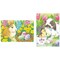 Black and White Bunny w/ Teacup and Brown Bunny w/ Easter Basket Greeting Cards